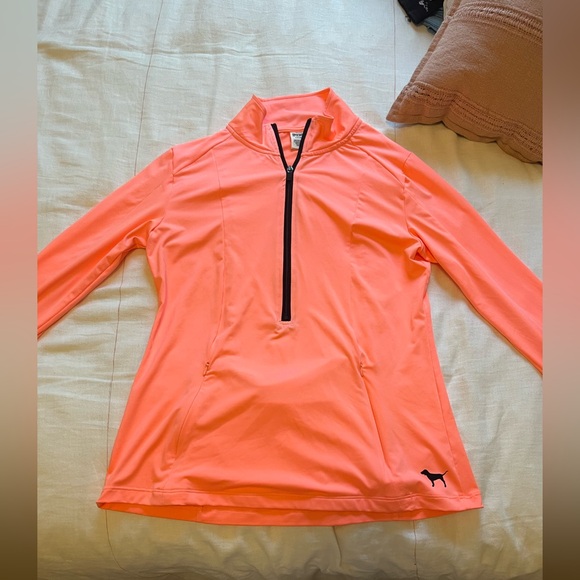 Victoria’s Secret Pink NWOT Quarter Zip Coral Salmon Long Sleeve Sweatshirt - Picture 5 of 10